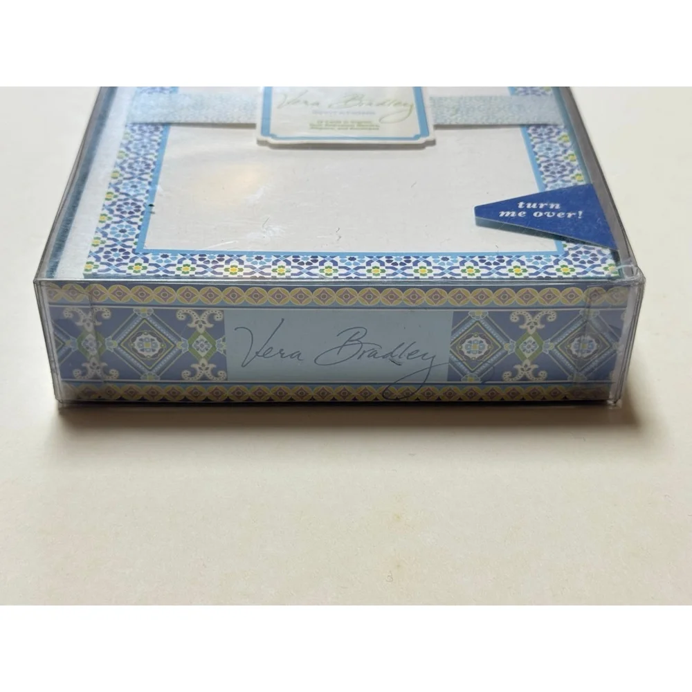 VERA BRADLEY Invitations CAPRI BLUE 12 Blank Quilt Embossed Sleeves Ribbons